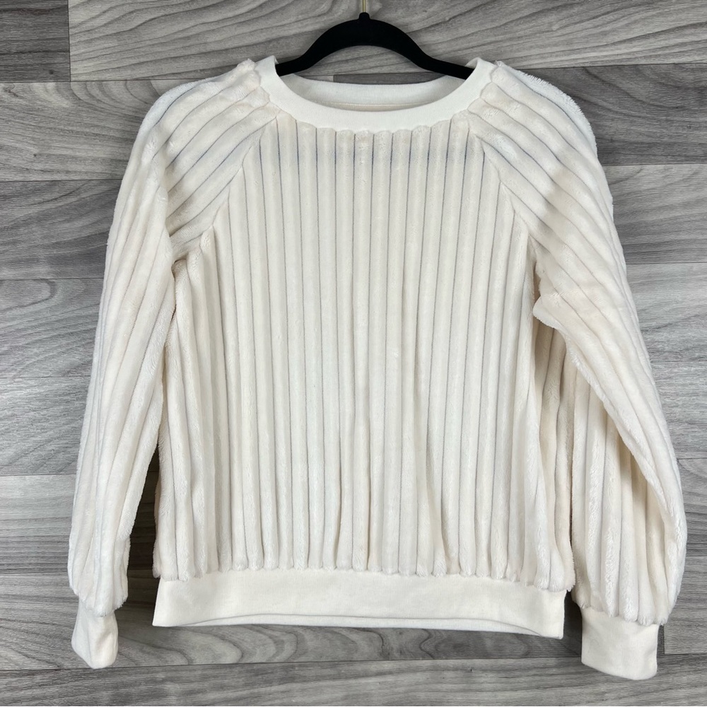 No‎ Boundaries Big Girls Small Fuzzy Rib Cream Knit Pullover Sweater